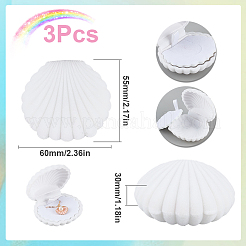 3 шт. бархатные шкатулки для хранения украшений в форме ракушки AJEW-SC0002-94