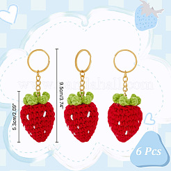 6шт брелки ручной работы крючком из шерсти с клубникой KEYC-NB00003