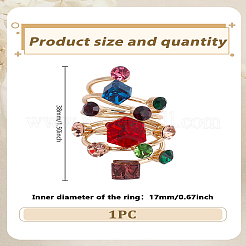 1 шт кубические и плоские круглые кольца из сплава со стразами&nbsp;RJEW-LP0004-34