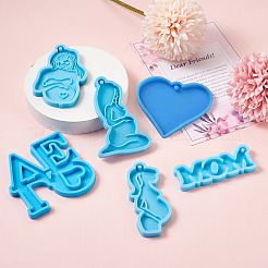 6шт 6 стильных подвески на тему Дня матери силиконовые Молды&nbsp;DIY-BG0001-37