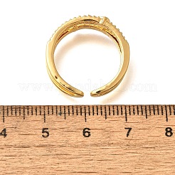 Латунные кольца-манжеты с микропаве и прозрачным цирконием для женщин RJEW-U040-02G-01