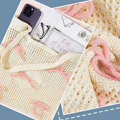 Сумки через плечо из полиэстера с бантом для женщин&nbsp;AJEW-WH20816-075A