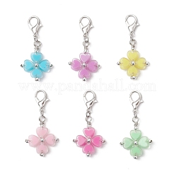 Клевер акриловые и латунные подвесные украшения&nbsp;HJEW-JM03652-02