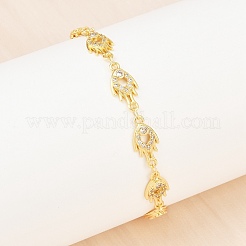 Браслеты-цепочки из огнестойкой латуни с микропаве из прозрачных кубических цирконий для женщин&nbsp;BJEW-A090-05G
