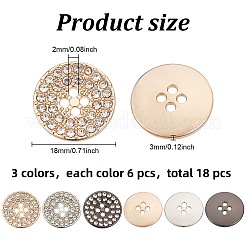 18 шт. 3-х цветные кнопки со стразами из сплава BUTT-HY0001-07