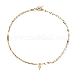 Ожерелья с подвесками-крестами из нержавеющей стали 304 NJEW-JN04617