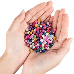 6мм многоцветные круглые стеклянные жемчужные бусины около 200шт для изготовления ювелирных изделий из ожерелья&nbsp;HY-PH0008-6mm-01M