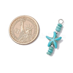 10 шт. подвески из синтетических бирюзовых бусин в виде морских звезд и ронделей двух цветов&nbsp;PALLOY-JF03949