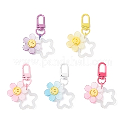 5 шт. 5-х цветный акриловый цветок-подвеска с улыбающимся лицом HJEW-JM03872