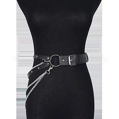 Черная искусственная кожа сплав панцирная цепь многослойная кисточка цепи на талию живот для женщин FS-WG2D7EC-01