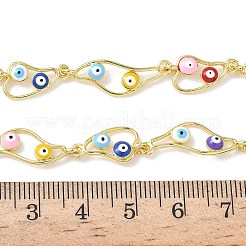 Латунная эмаль сглаз звено цепи ожерелья NJEW-G183-01G-03