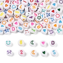 190шт 5 стиля непрозрачные акриловые бусины&nbsp;MACR-FP0001-08