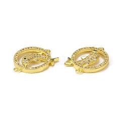 Шармы-соединители из латуни с микропаве из прозрачного кубического циркония&nbsp;KK-E068-VB059