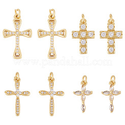 8 шт. 4 стиля латунные подвески с микропаве и кубическим цирконием&nbsp;KK-TA0002-91
