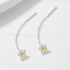 Элегантные серебряные серьги-нити в виде цветка масла для торжеств. GU0575