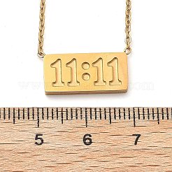 Ожерелье из нержавеющей стали 304 с прямоугольным кулоном 11:11 с цепочками из тросов для женщин&nbsp;LS-NJEW-NH0001-04G