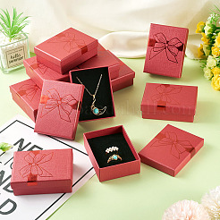 12 шт. подарочные коробки для хранения украшений из бумаги с бантом&nbsp;CBOX-TA0001-14B
