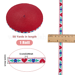 Жаккардовая лента из полиэстера с цветами и сердечками OCOR-WH0070-126