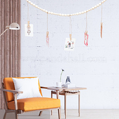 2шт 2 стиля настенный фотодисплей с гирляндой из деревянных бусин WOOD-GO0001-02