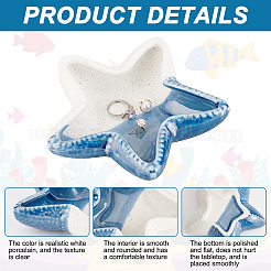 Керамическая тарелка для украшений с морской тематикой DJEW-WH0015-108A