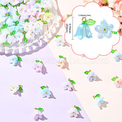 90шт. 9-х цветные акриловые цветочные подвески&nbsp;PALLOY-CJ00074