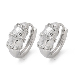 Серьги-кольца из латуни с прозрачным фианитом EJEW-Q014-21P