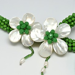 Цветочные стекла бисером ожерелья Lariat NJEW-P102-37B