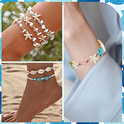 120шт 6 стиля окрашенные синтетические бирюзовые бусины G-SC0003-48