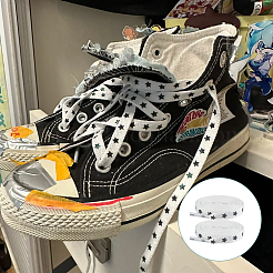 4 пара двухцветных шнурков из полиэстера со звездным узором&nbsp;AJEW-FH0006-80