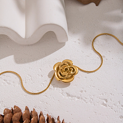 Минималистичные ожерелья-змейки с подвеской в виде цветка розы из нержавеющей стали 304 для женщин&nbsp;KV0581
