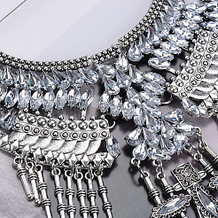 Сплав кристалл горный хрусталь каплевидные трайбл цветочные массивные нагрудные ожерелья для женщин FS-WGFFCE0-01