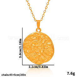 Женские ожерелья с подвеской в виде диска из текстурированной нержавеющей стали 304 OF7285-2