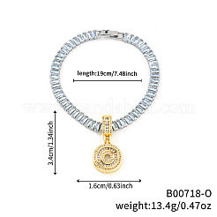 Модные латунные браслеты с подвесками из прозрачных кубических цирконий с микропаве&nbsp;AF9298-15