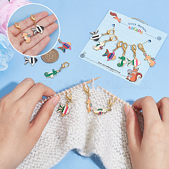 Кулон из легированной эмали морской конек и бабочка с замком маркеры петель HJEW-AB00008