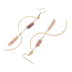 Серьги-подвески из натурального смешанного камня в форме колонны EJEW-JE06335