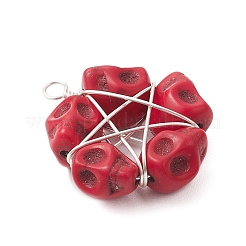 7 шт. 7-х цветные подвески в виде черепа из искусственной бирюзы&nbsp;PALLOY-TA00297