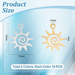 20 шт. подвески из нержавеющей стали 201 двух цветов&nbsp;STAS-UN0051-30