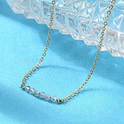 Браслеты из звеньев натурального лабрадорита из нержавеющей стали 304&nbsp;BJEW-A036-15G