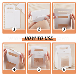 Складные бумажные подарочные пакеты с дырявой ручкой и пластиковым видимым окошком&nbsp;LS-ABAG-WH0038-52B-02