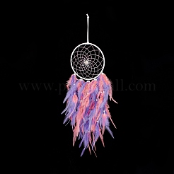 Железная тканая паутина/сетка с подвесками из перьев&nbsp;AJEW-B017-09