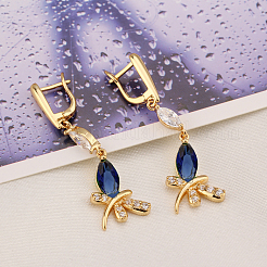 Серьги-обручи из настоящего циркония и стрекозы EJEW-EE0001-242B-03