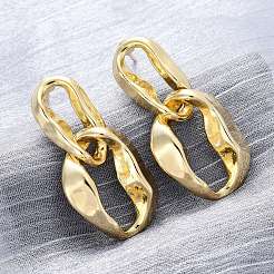 Серьги-гвоздики из латуни с подвесками EJEW-R025-13G