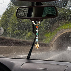 Подвеска от солнца из натуральных драгоценных камней и сплавов HJEW-DR00027