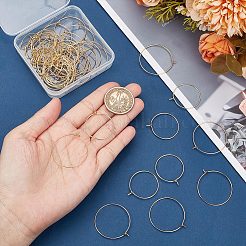 60 шт. 2 стиля долговечные позолоченные латунные серьги-кольца с фурнитурой KK-CN0003-11