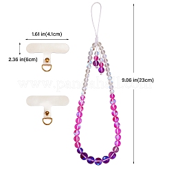 Круглые мобильные ремешки из синтетического лунного камня с бусинами HJEW-SW00042-09