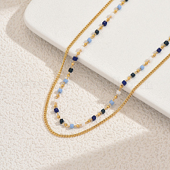 Двухслойные ожерелья из латуни и кубического стекла для женщин JE8042