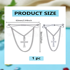 1 шт. крестообразные латунные стразы подвесные цепи булавки для воротника зажимы для галстука&nbsp;AJEW-LP0002-47P