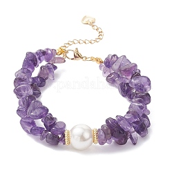 Браслеты из натурального аметиста с бусинами для женщин BJEW-JB12306-01