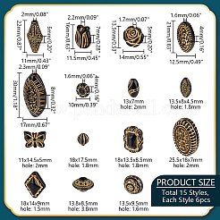 90шт 15 стиля покрытия акриловых бусин OACR-PH0004-25