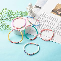 Браслет ручной работы из полимерной глины с бусинами хейши BJEW-JB07351